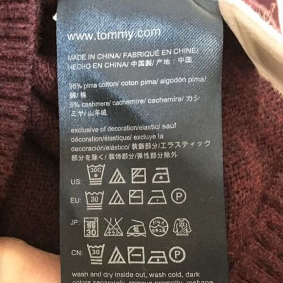 Tommy Hilfiger‎ Size L Mens Cotton Cashmere Blend Pullover Sweater Burgundy Wine - Picture 7 of 8